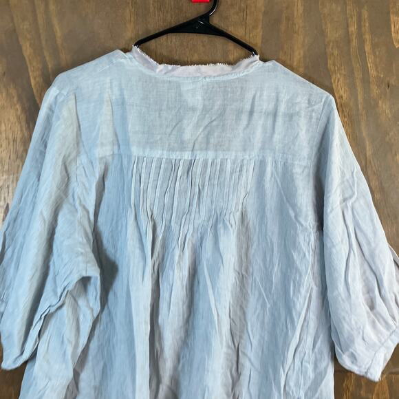 Free People Womens Blouse Purple Gray V Neck Pleated Ruffles Loose Fit XS - Picture 10 of 11
